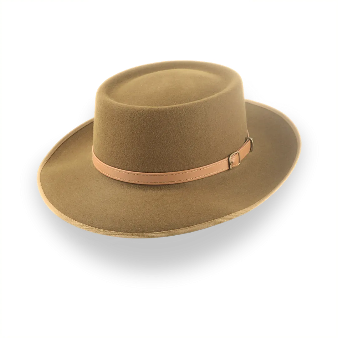 Brown Short Brim Western Fedora in Durable Fur Felt | The Bison