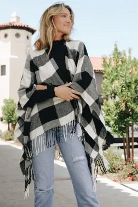 Buffalo Check Tassel Ruana