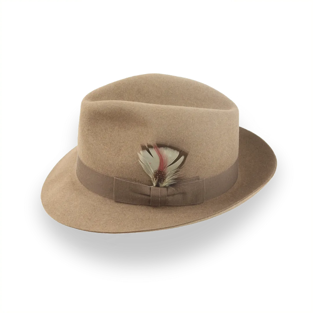 Camel Medium Brim Fedora in Premium Beaver Fur Felt | The Phoenix