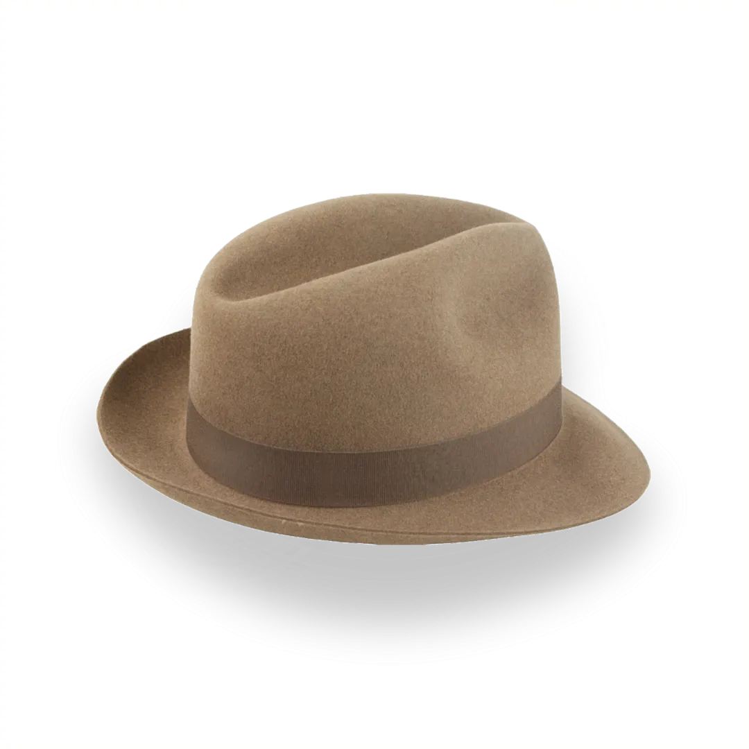 Camel Medium Brim Fedora in Premium Beaver Fur Felt | The Phoenix