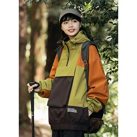 Camping Patchwork Windproof Anorak