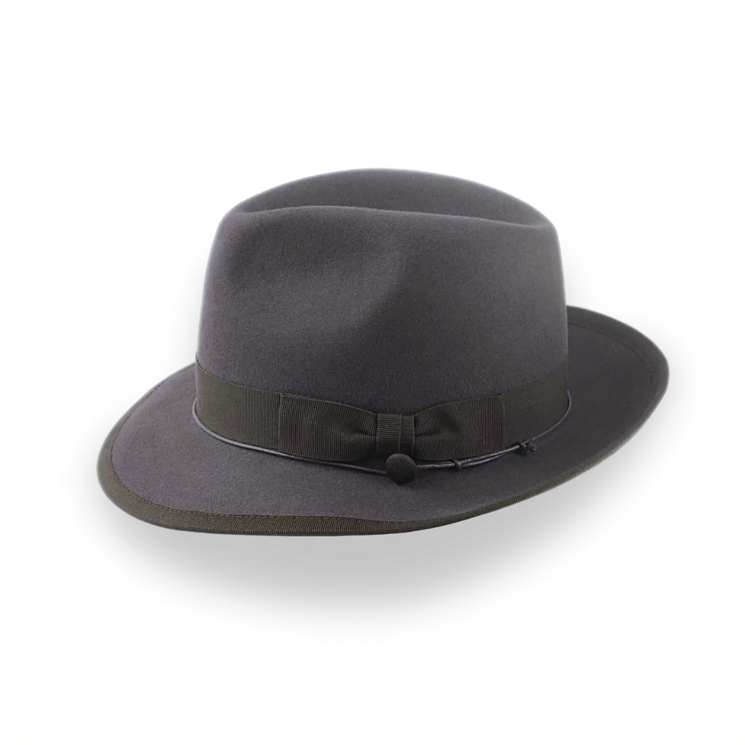 Caribou Grey Snap Brim Fedora Hat for Men in Fur Felt | The Sebastian