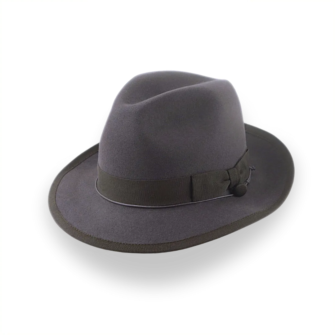 Caribou Grey Snap Brim Fedora Hat for Men in Fur Felt | The Sebastian