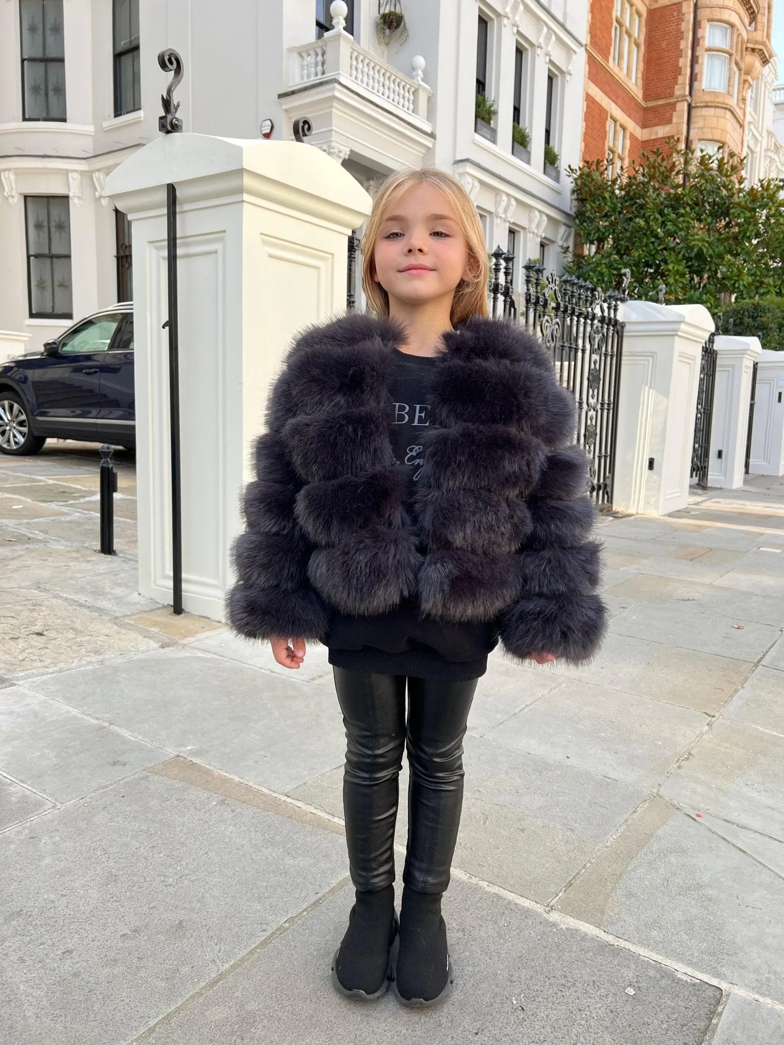 Charcoal Childrens Faux Fur Coat