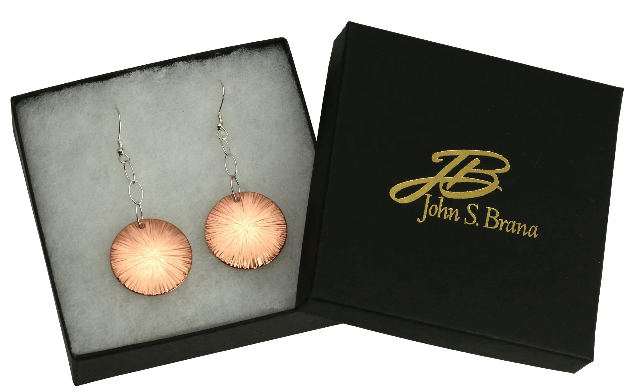 Chased Disc Copper Dangle Earrings