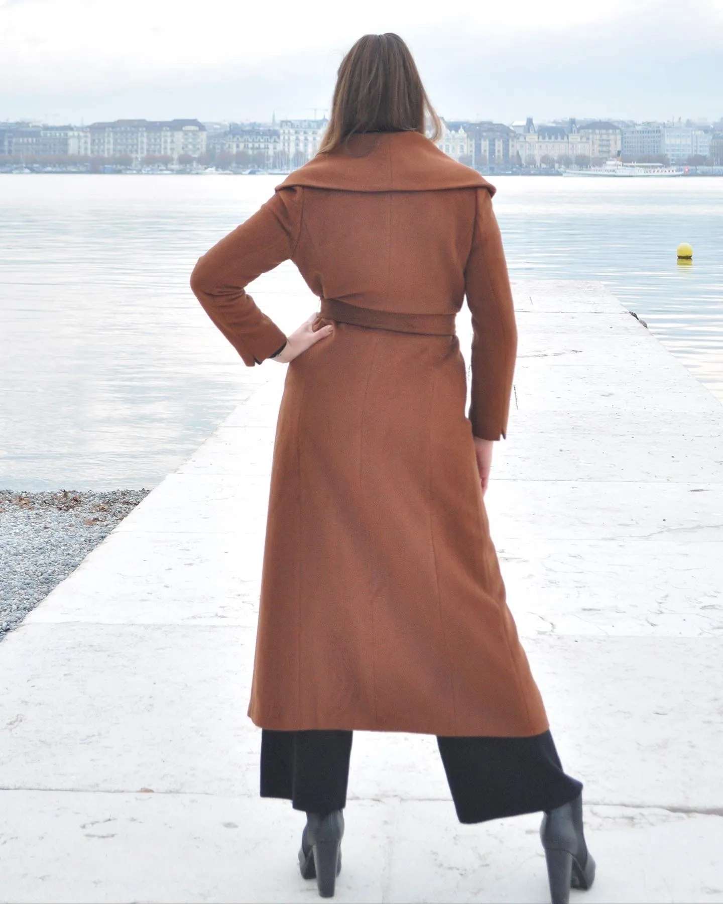 CHOCOLATE OPEN COLLARD COAT