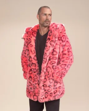 Classic Men's Faux Fur Coat | Hot Pink Leopard