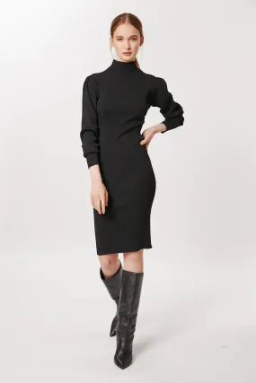 Deluc Rossetti Black Ribbed Midi Dress