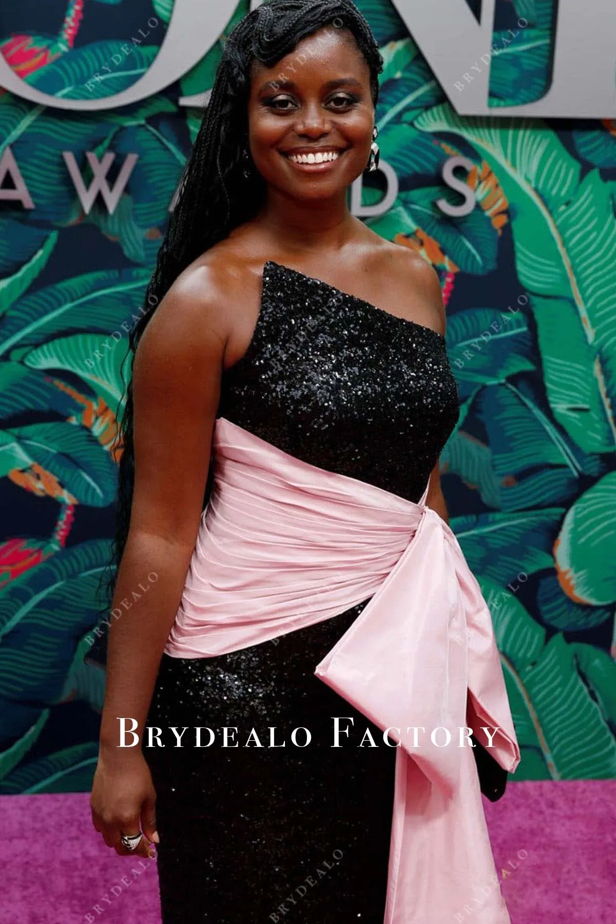 Denee Benton Asymmetrical Neck Black Dress 2023 Tony Awards