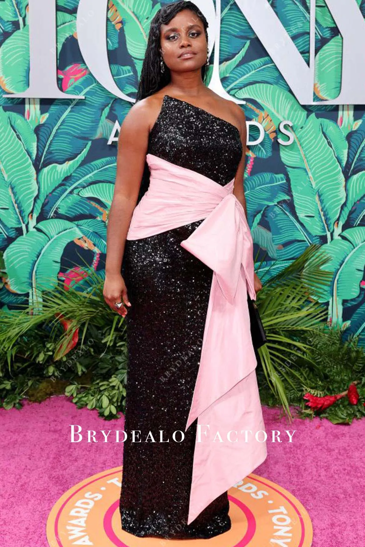 Denee Benton Asymmetrical Neck Black Dress 2023 Tony Awards