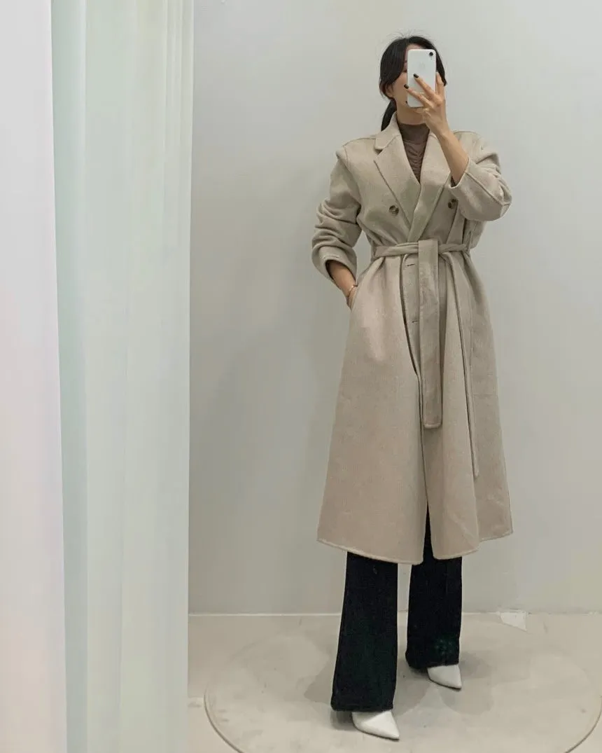 Double Button Handmade Wool Coat - 100% Wool