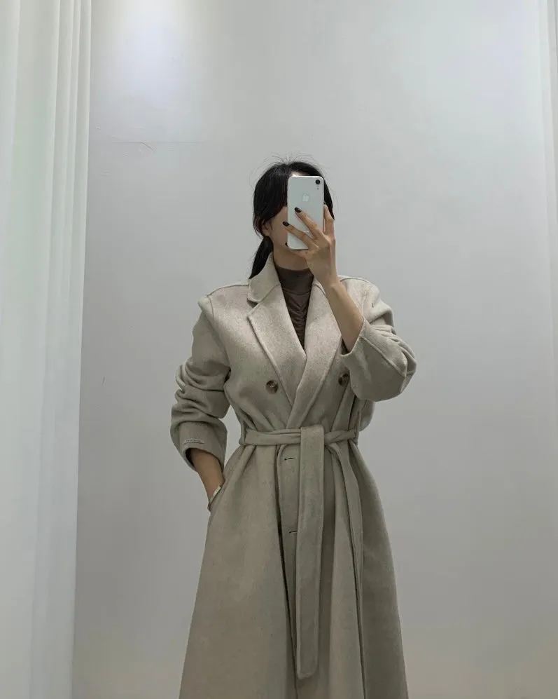 Double Button Handmade Wool Coat - 100% Wool