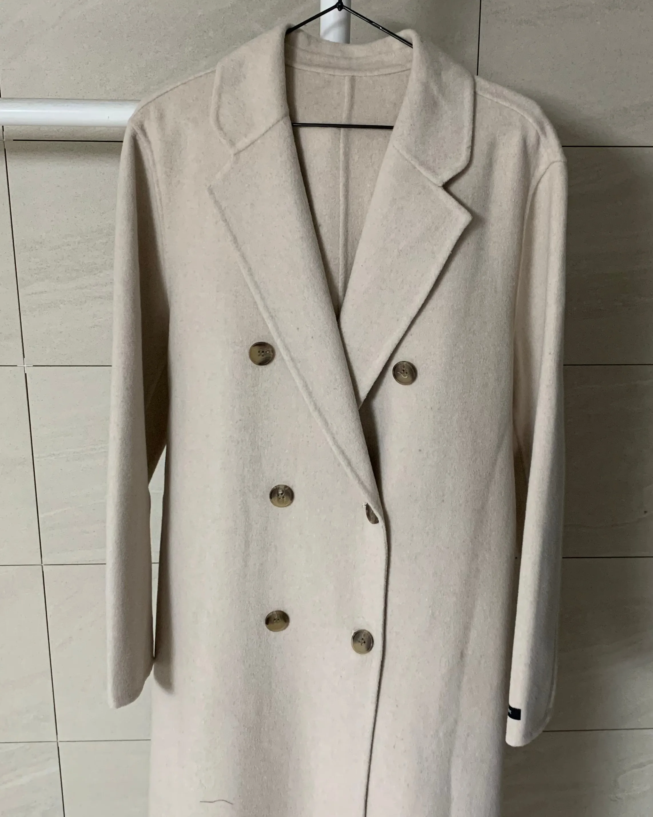 Double Button Handmade Wool Coat - 100% Wool