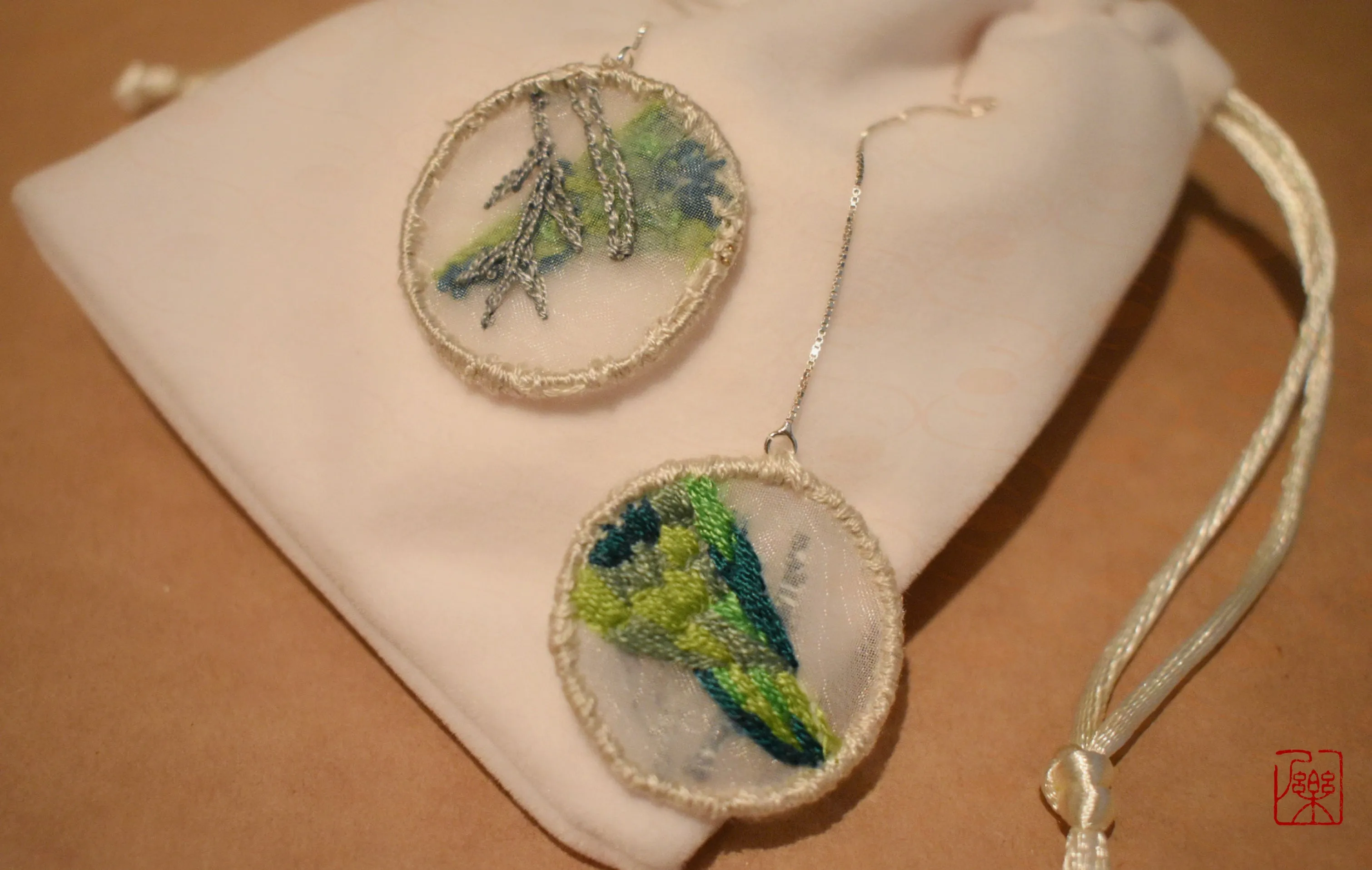 Double-sided Embroidery Rainbow Lorikeet Ear Wire Earrings