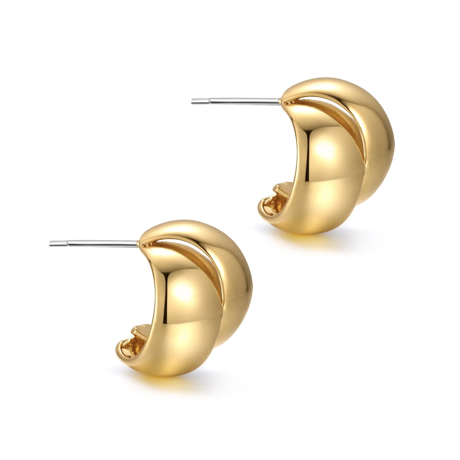 Dual C Twist Ear Stud Earrings