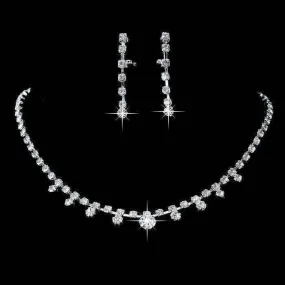 Elliptical Crystal Choker Necklace and Earring Set