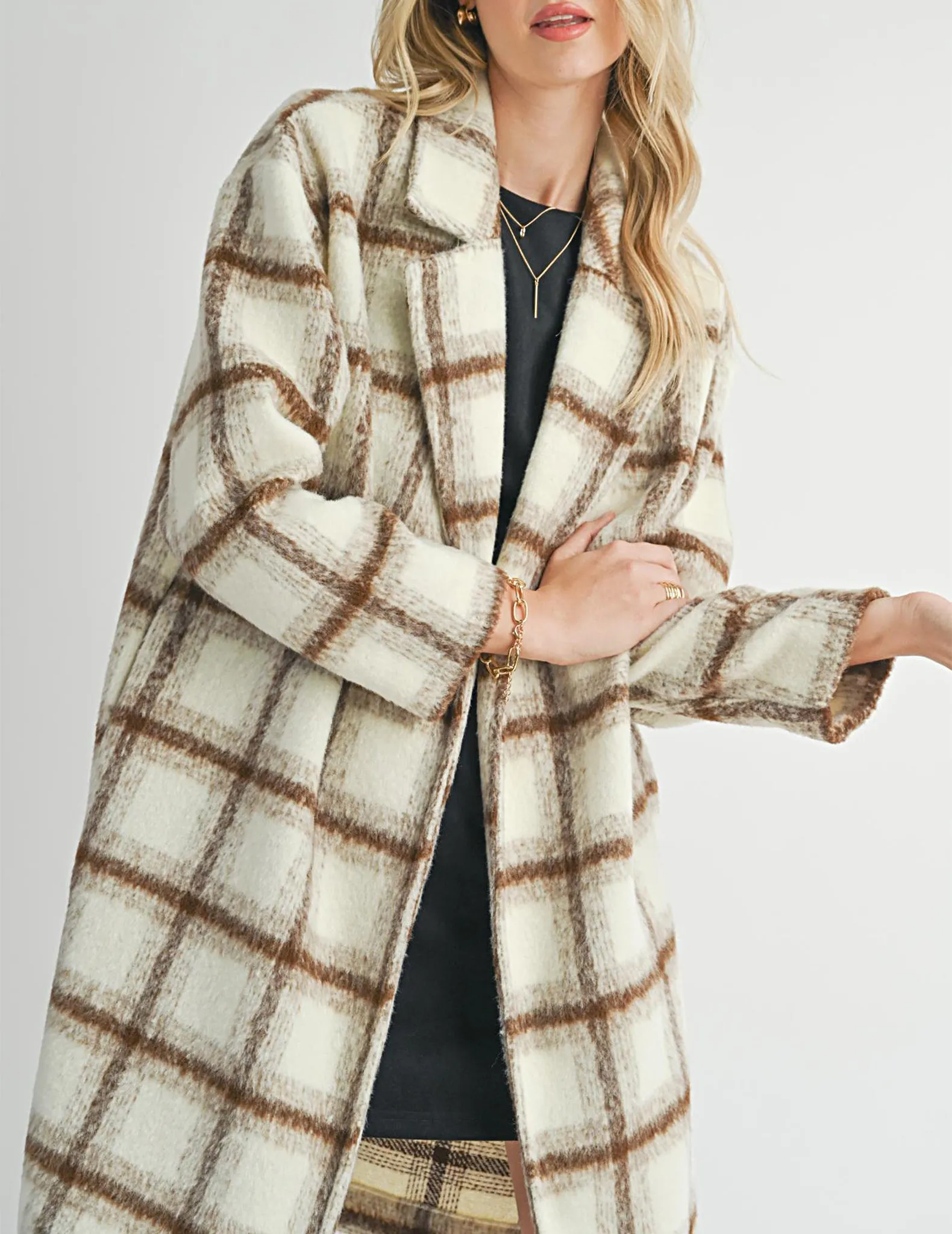 Emily Longline Plaid Coat