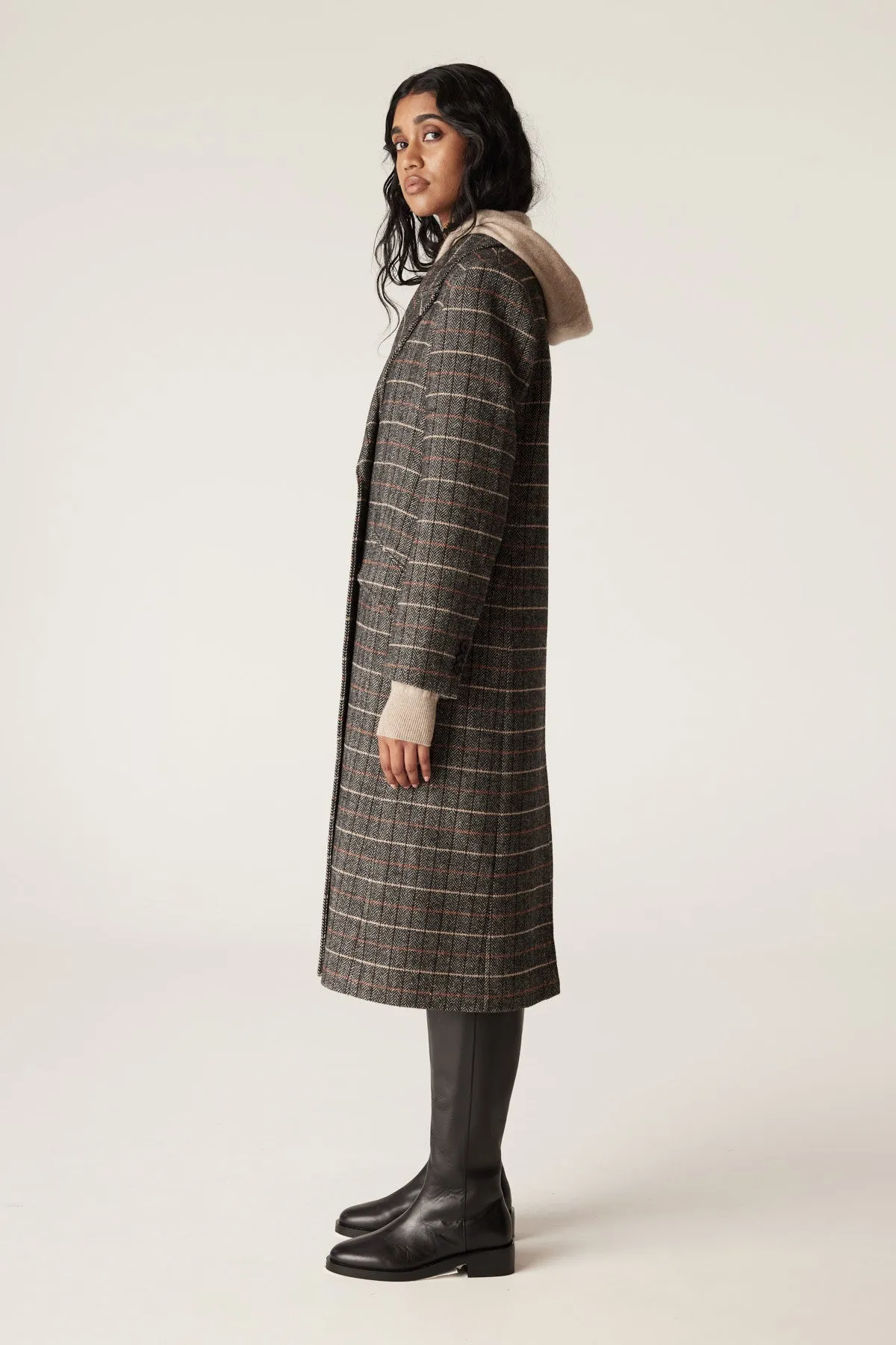 Emma Check Coat - Brown Check