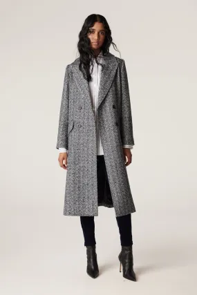 Emma Herringbone Coat - Blue Herringbone