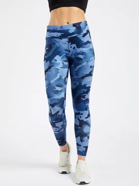 Essential Camo Printed Blue Full Length Leggings #3