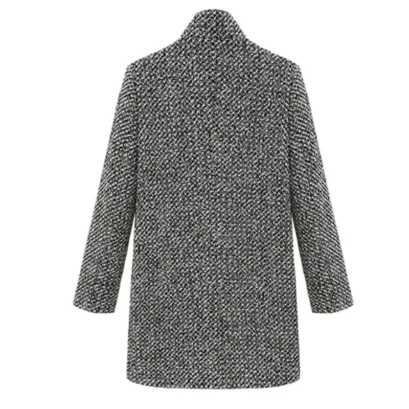 European Houndstooth Wool Coat