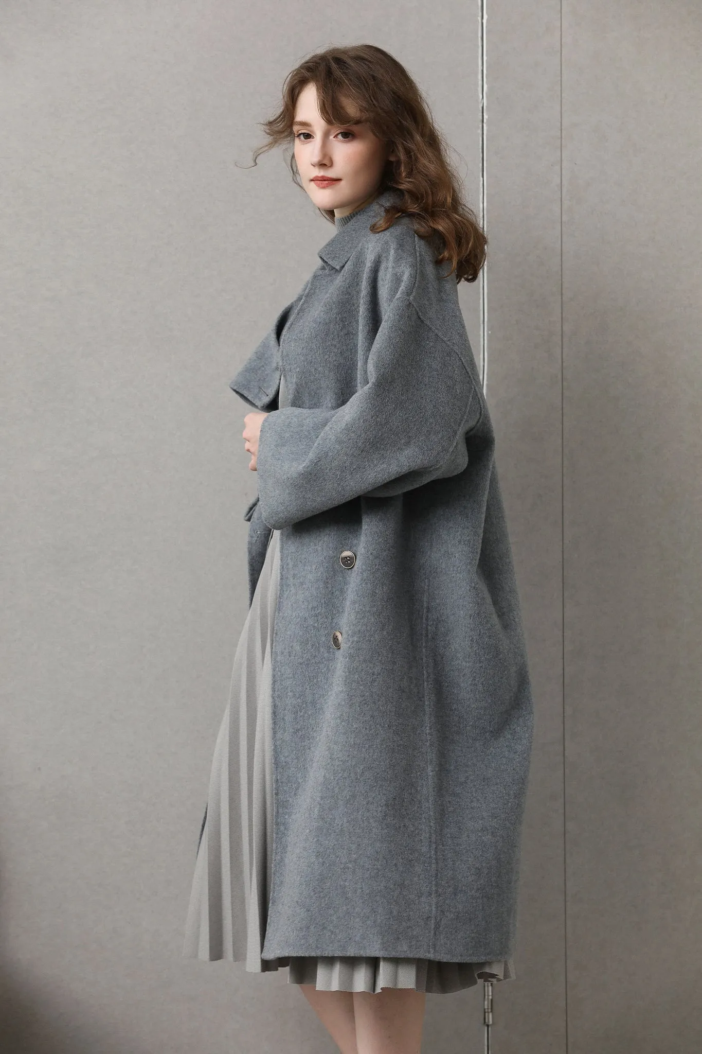 Fangyan | Gaella Grey Asymmetric Wool Coat