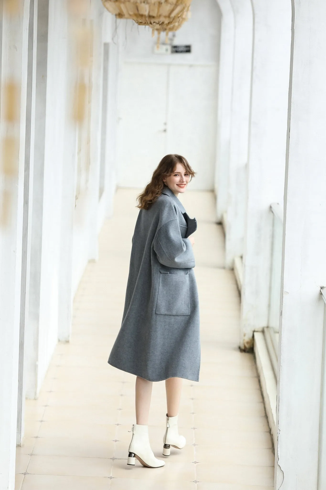 Fangyan | Gaella Grey Asymmetric Wool Coat