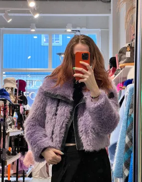 Faux furry biker coat