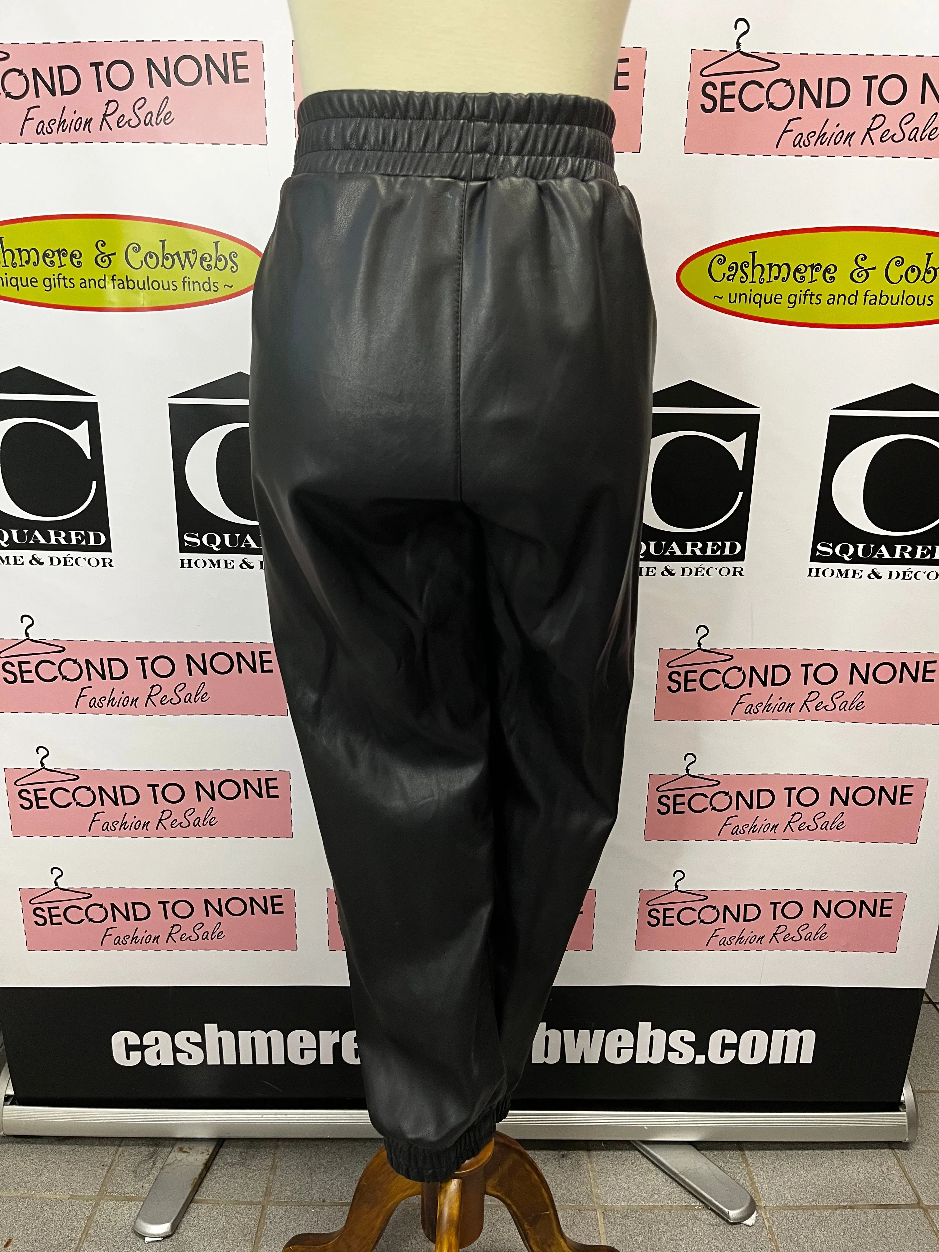 Faux Leather Joggers (Size L)