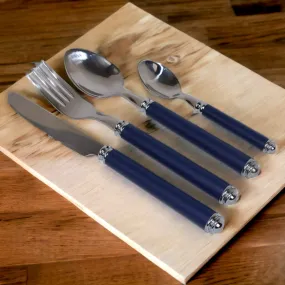 Flatware Set with Blue Handles and Storage Cady