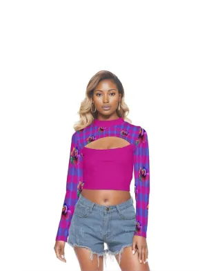 Floral Reign Plaid Womens Hollow Chest Crop Top