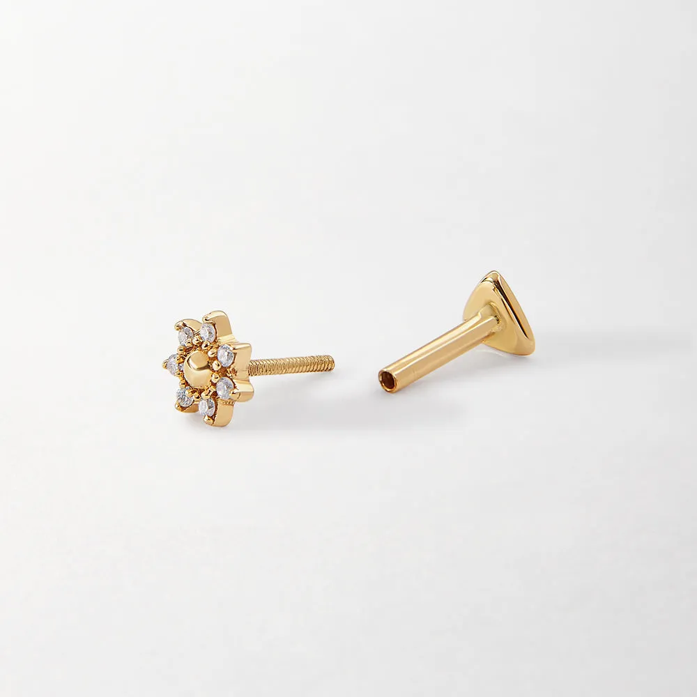 Flower Diamond Piercing Earring