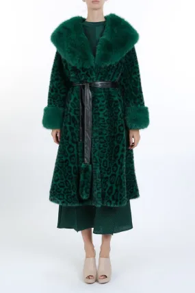 Forest Leopard Print Faux Fur Coat