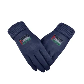 Free Palestine Sticker Unisex Suede Fabric Gloves - MidnightBlue