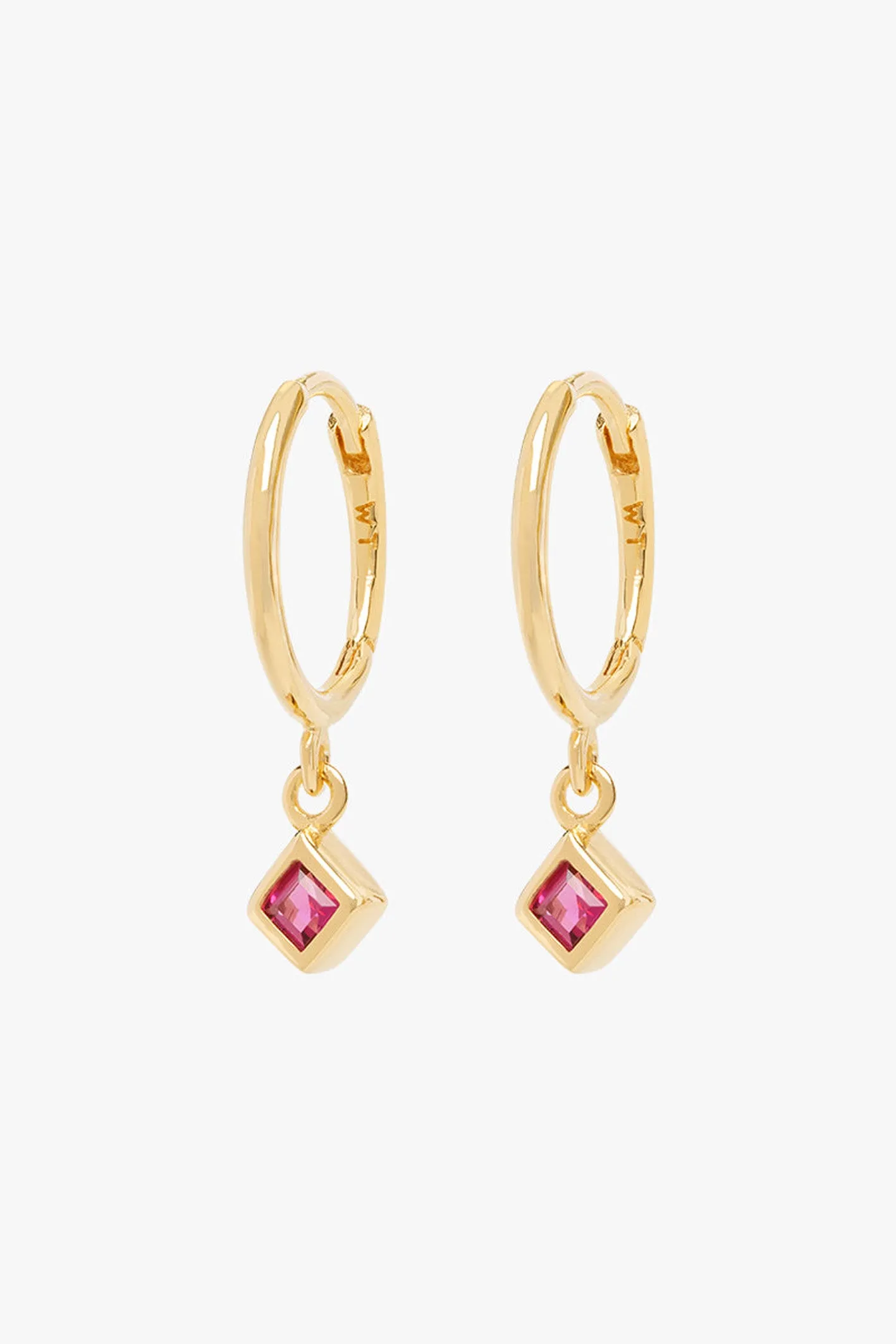 Fuchsia diamond hoop gold plated