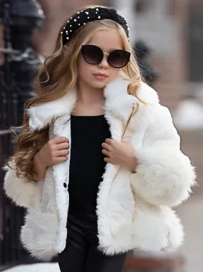 Girls Midi Faux Fur Coat