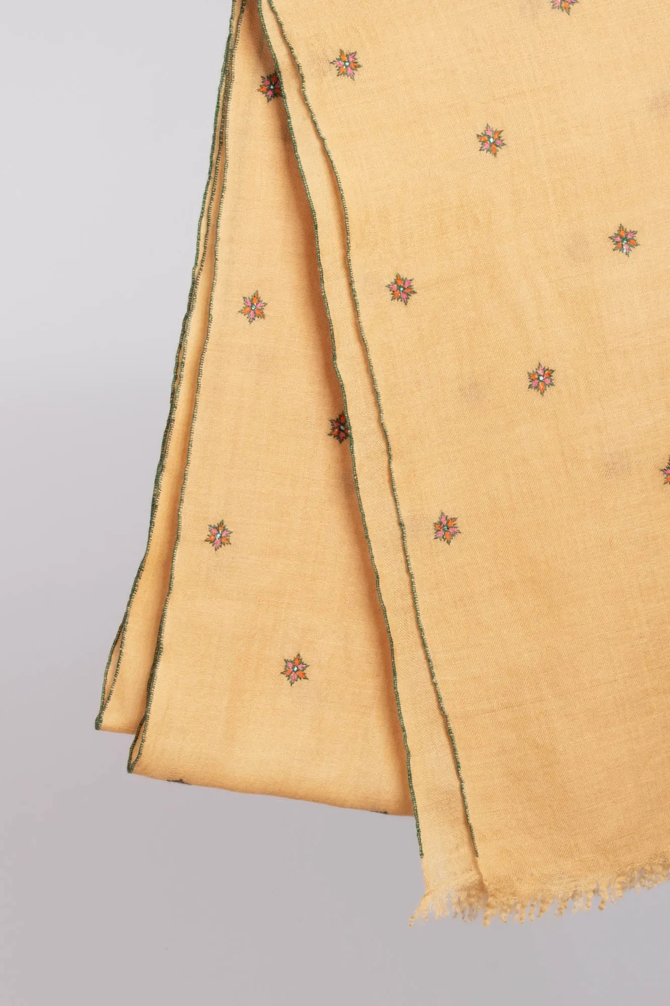 Gold Color Star Embroidered Pashmina Shawl with a Minimalist Touch - ARCADIA