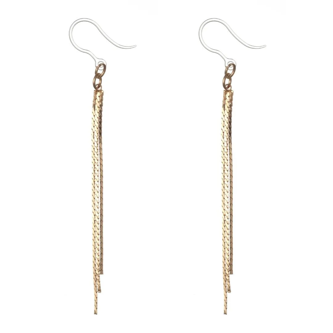 Gold Strips Dangles Hypoallergenic Earrings for Sensitive Ears Made with Plastic Posts