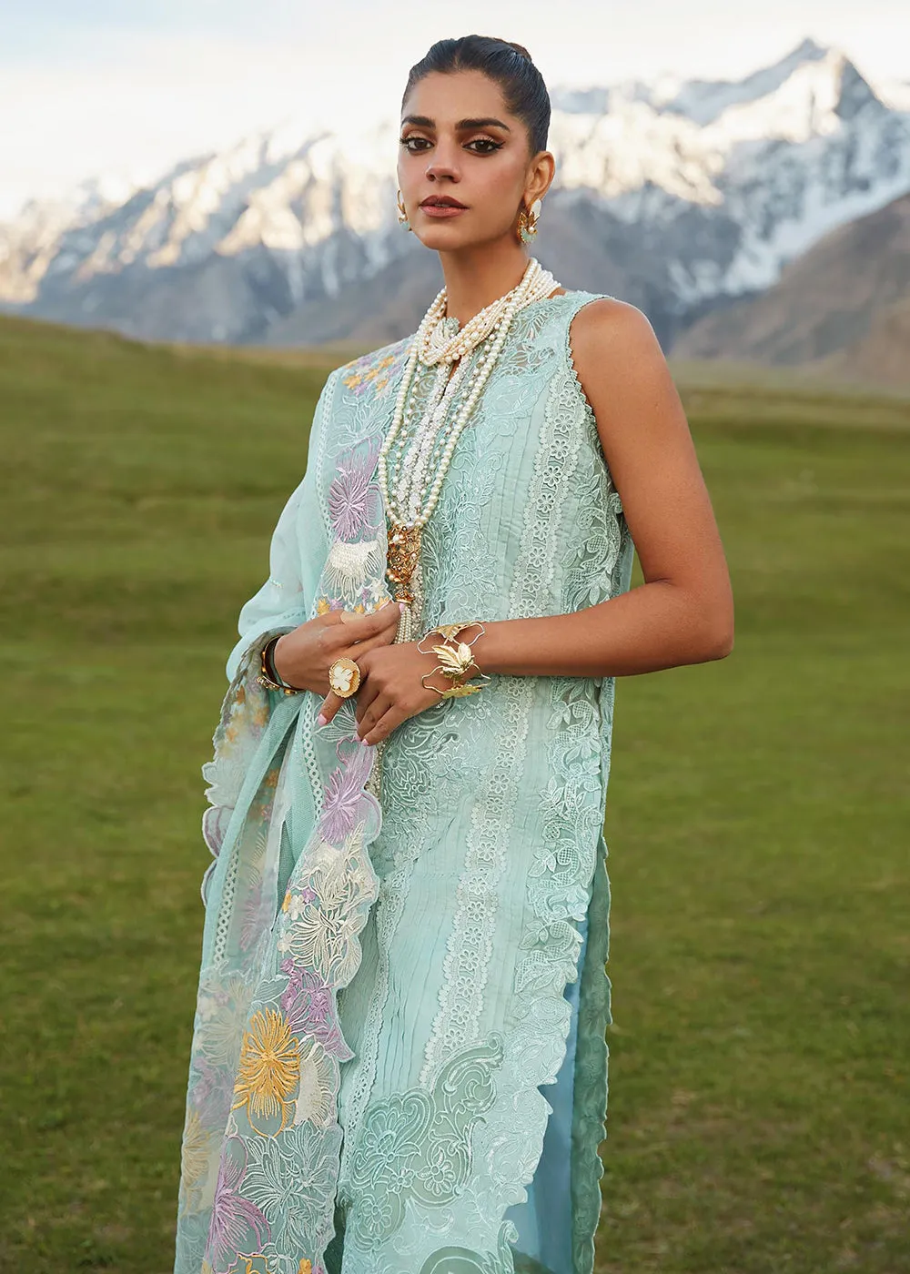 Green Lawn Suit - Saira Shakira X Crimson Luxury Lawn '23 - Pleated Perfection - D4A