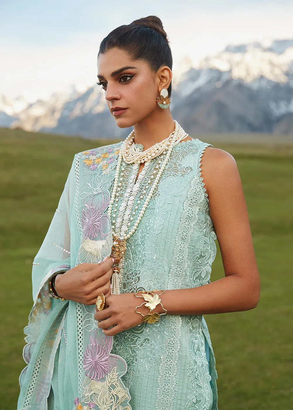 Green Lawn Suit - Saira Shakira X Crimson Luxury Lawn '23 - Pleated Perfection - D4A