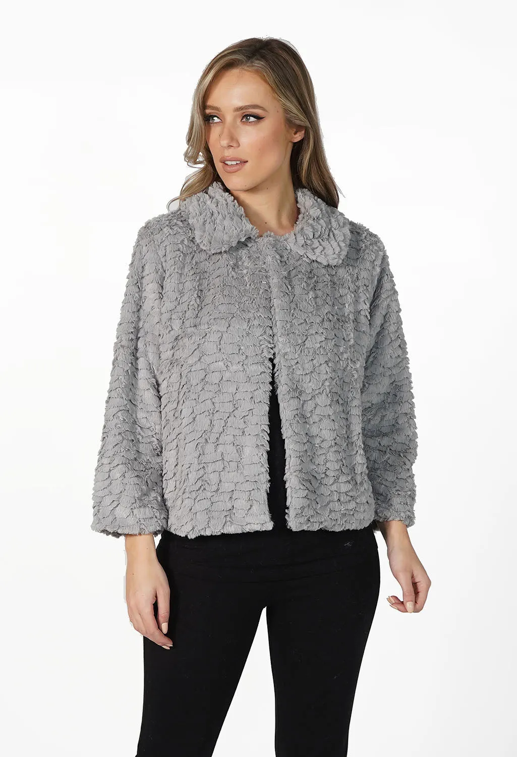 Grey Soft Faux Fur Jacket