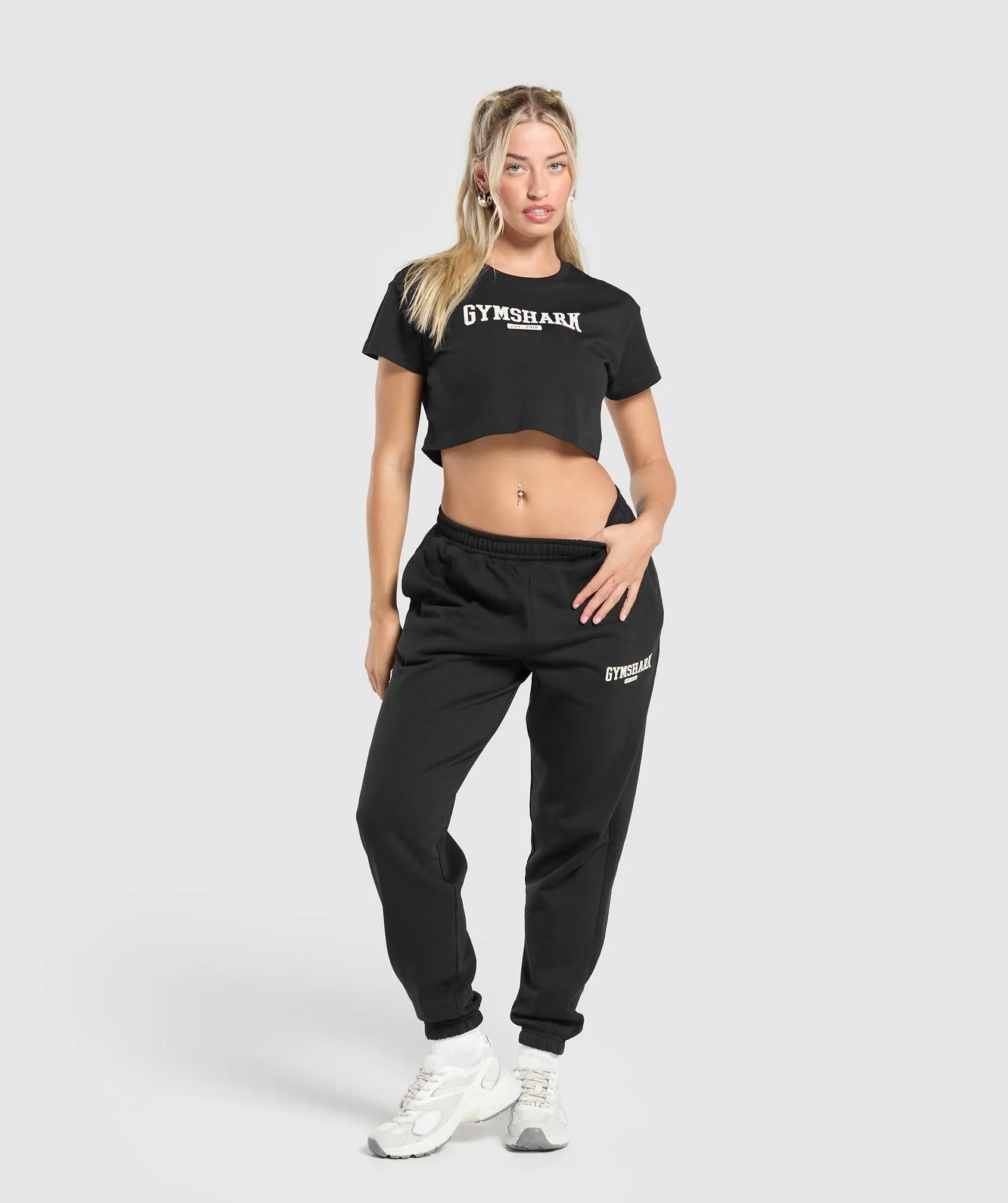 Gymshark Collegiate Lifestyle Fleece Joggers - Black