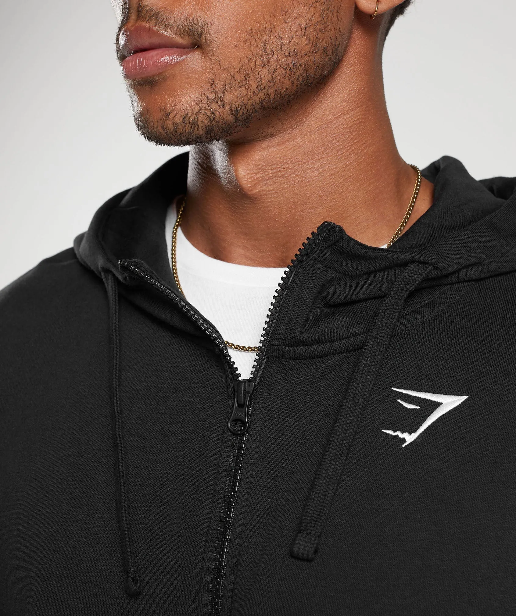 Gymshark Crest Oversized Zip Up Hoodie - Black