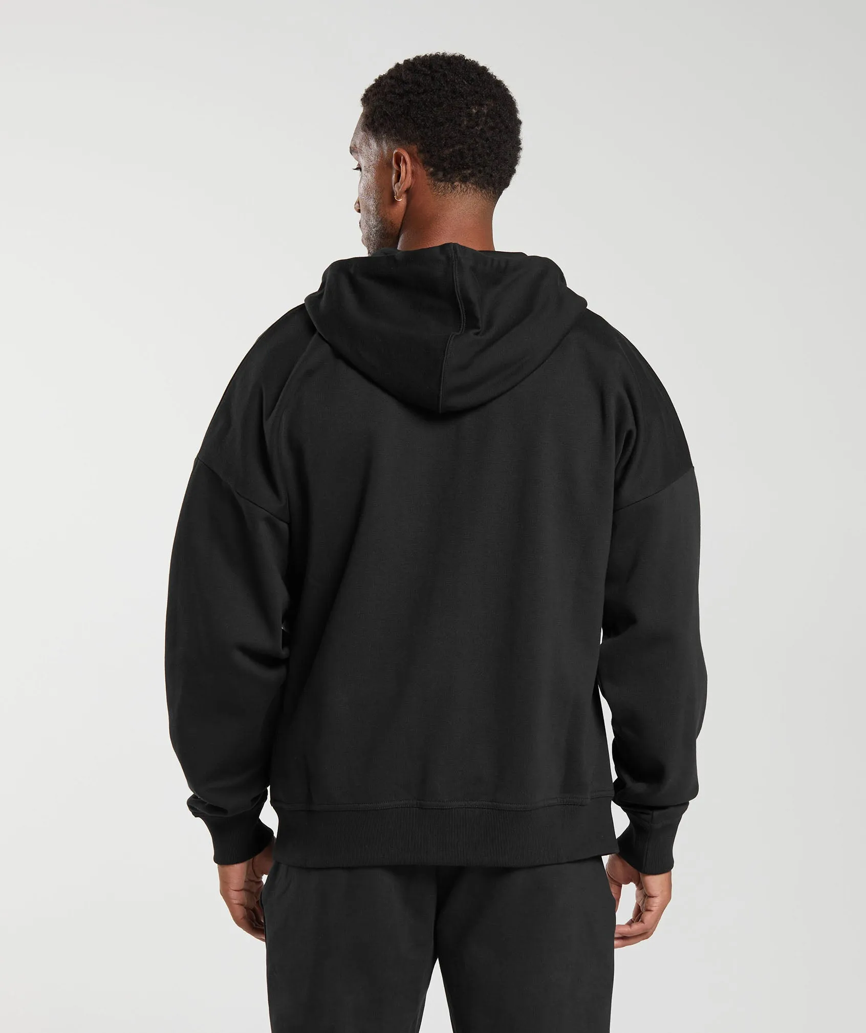 Gymshark Crest Oversized Zip Up Hoodie - Black