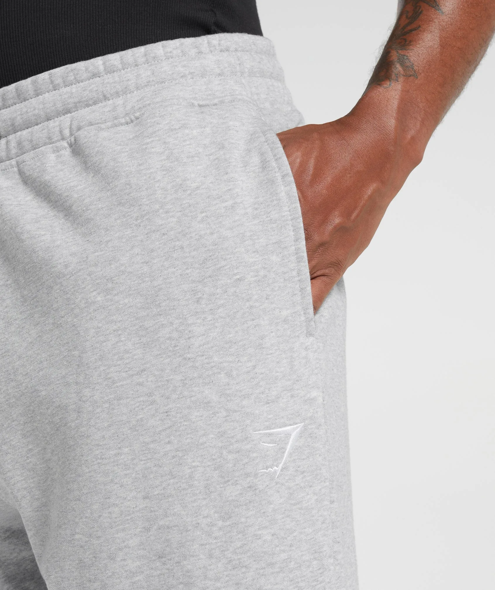 Gymshark Crest Straight Leg Joggers - Light Grey Marl