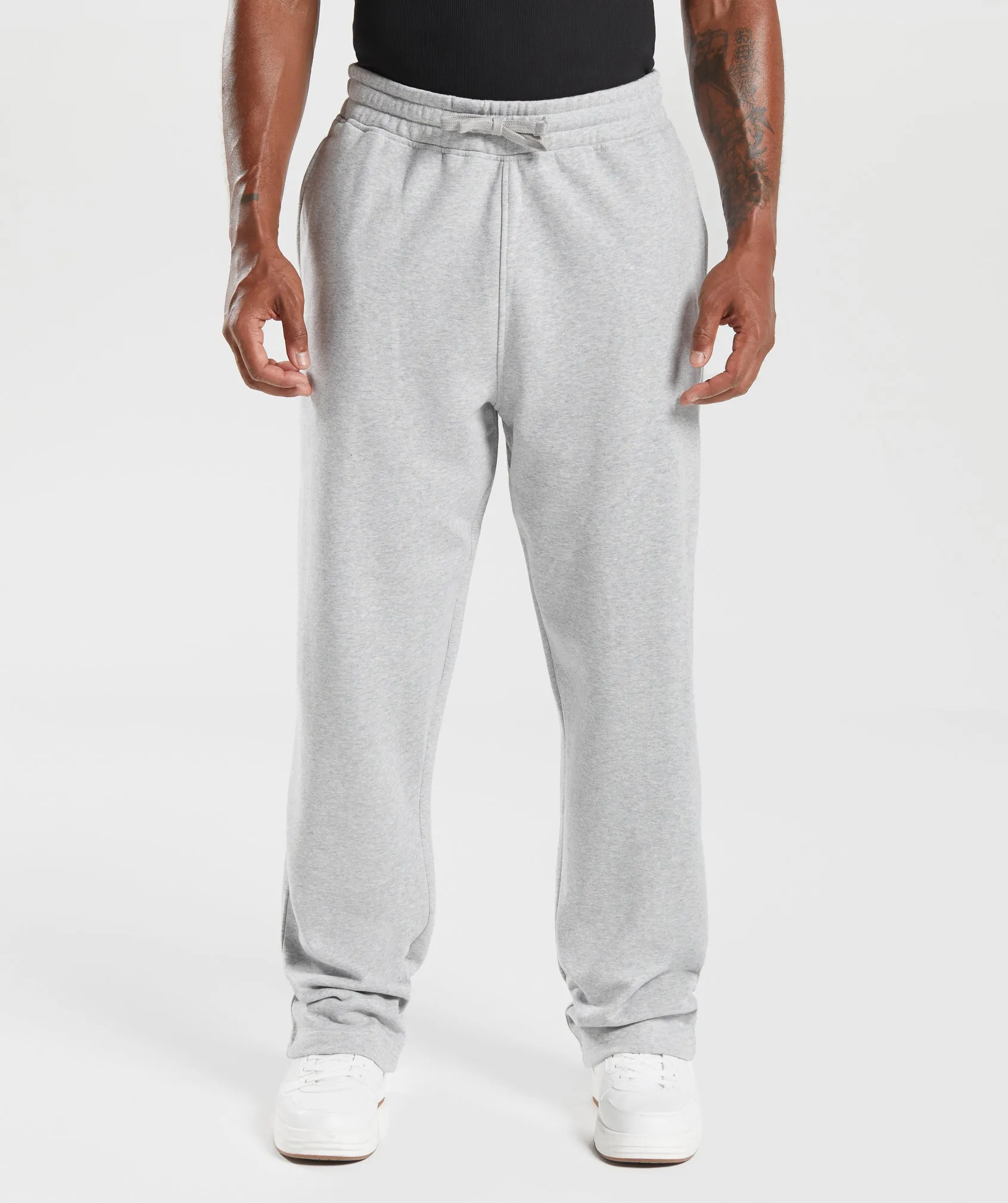 Gymshark Crest Straight Leg Joggers - Light Grey Marl