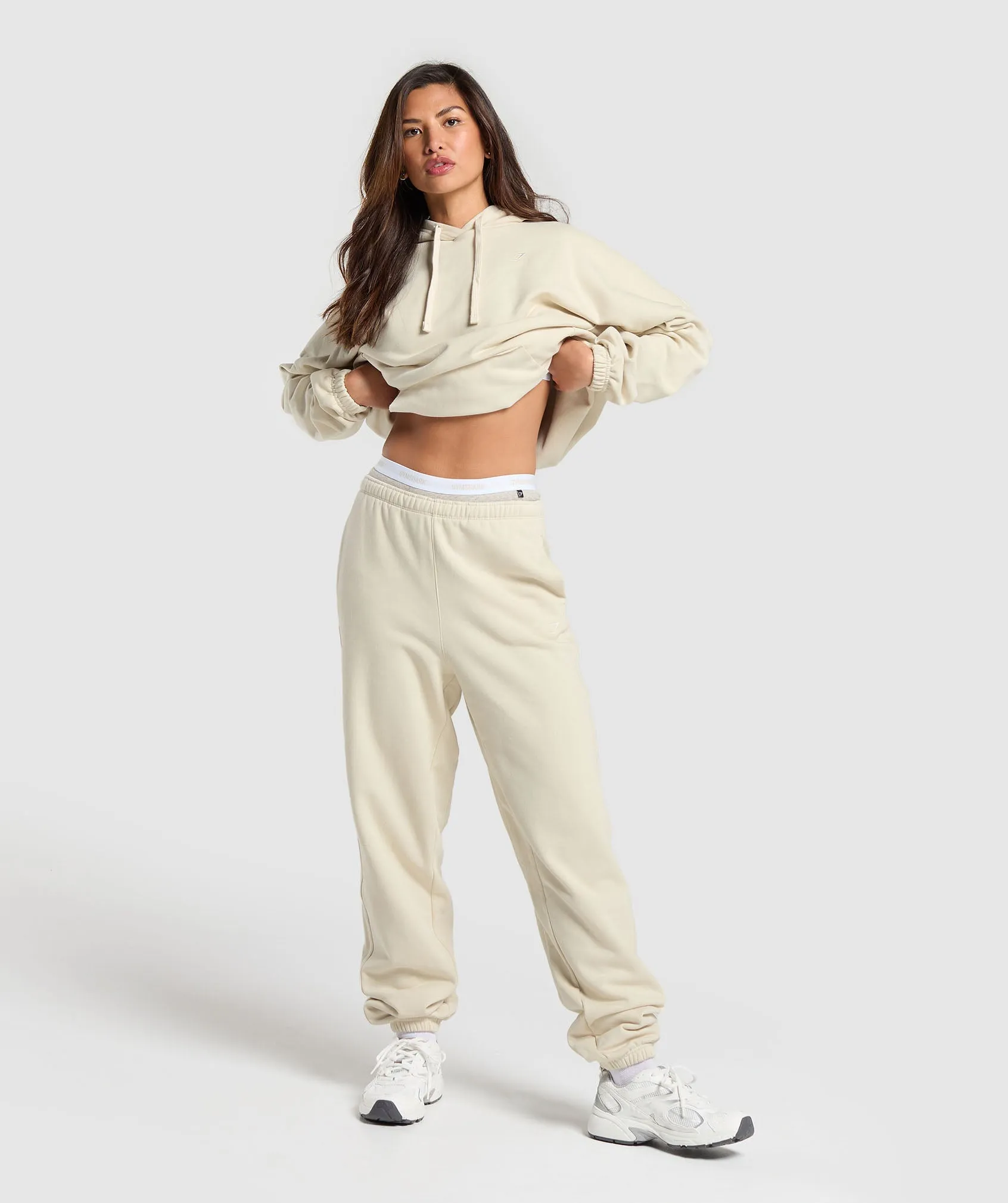 Gymshark Fleece Joggers - Ecru White