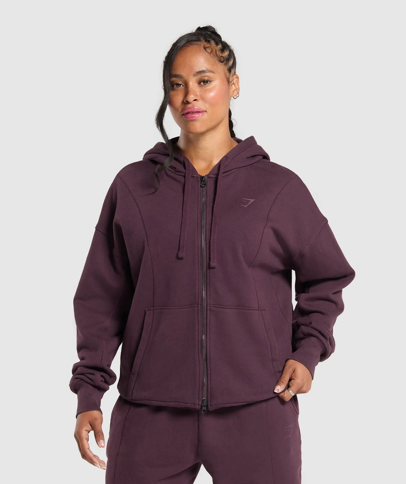 Gymshark Power Oversized Zip Hoodie - Depth Purple