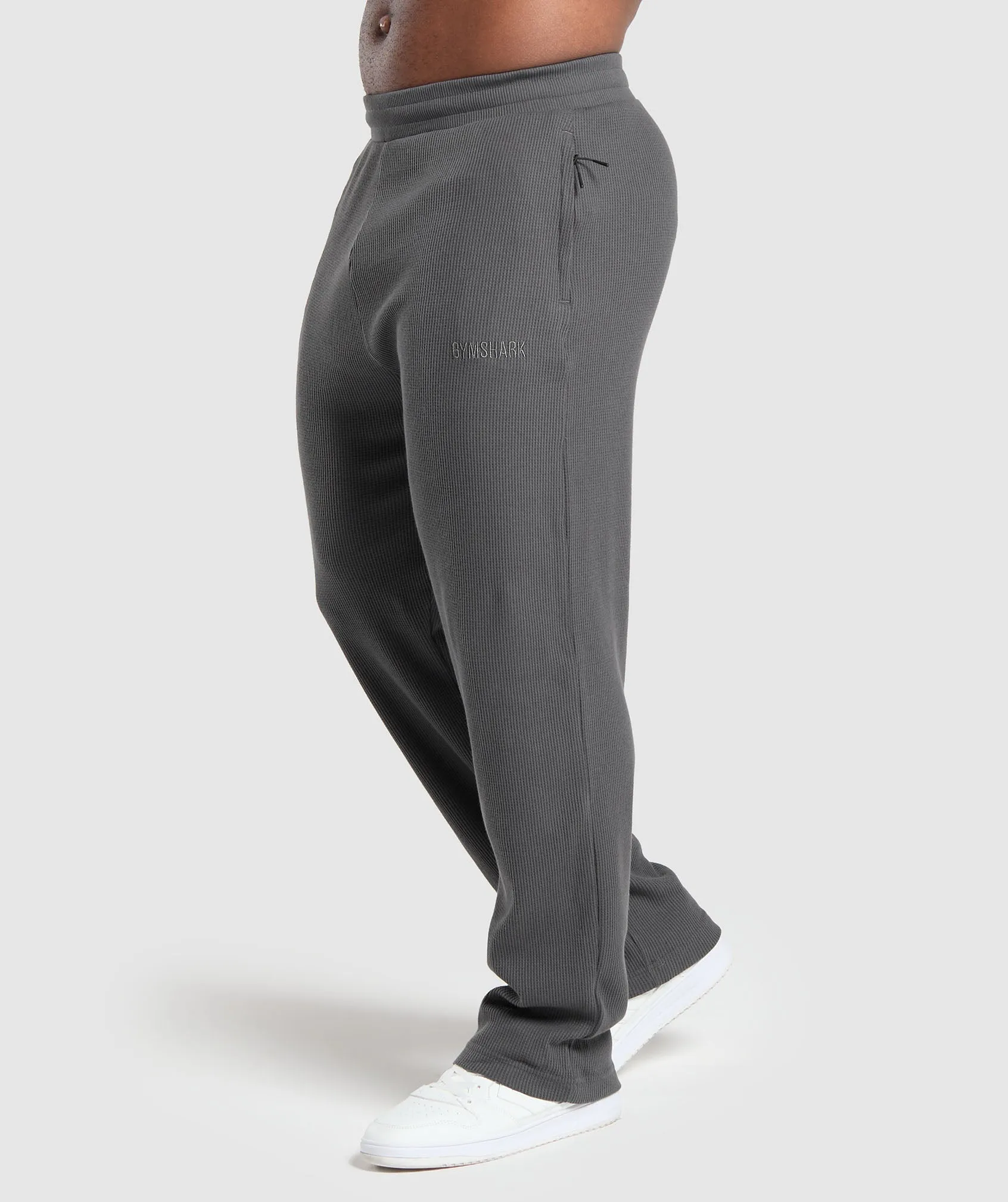 Gymshark Waffle Straight Leg Joggers - Onyx Grey