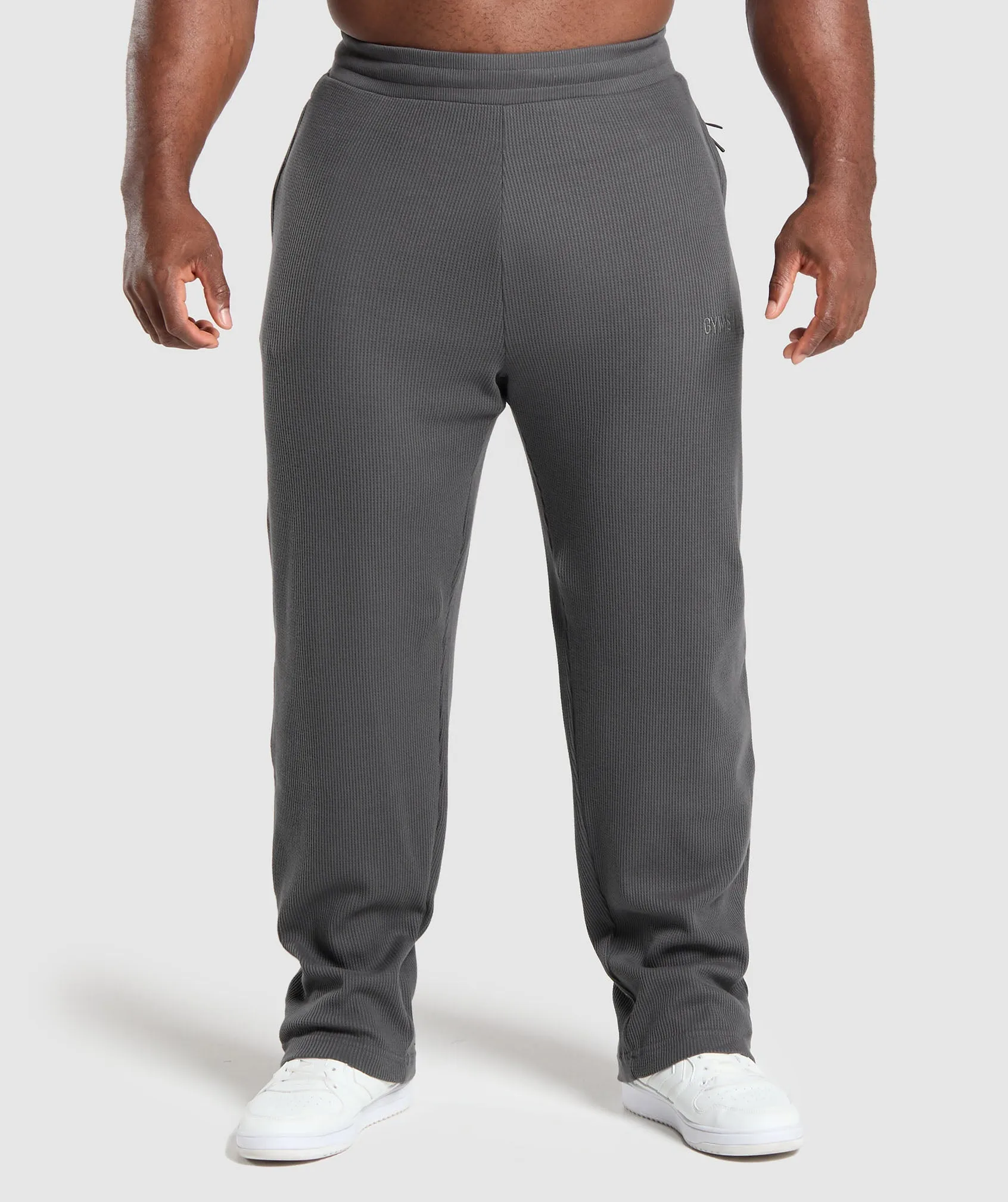 Gymshark Waffle Straight Leg Joggers - Onyx Grey